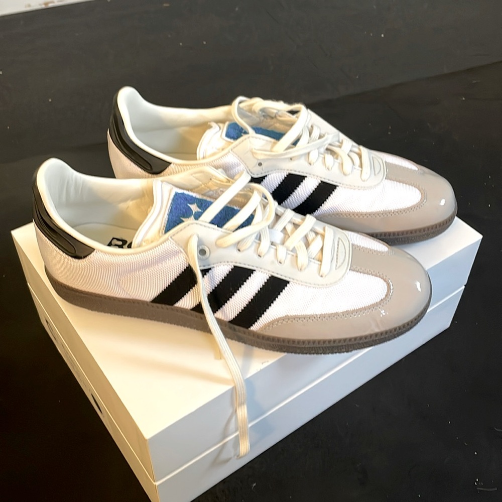 adidas White, Black & Gray Samba-Style Sneakers